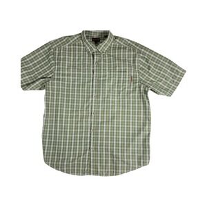 WOLVERINE Mens Plaid Short Sleeve Button Up Shirt Green White XL